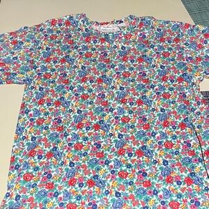 Talbots Multicolor Floral Crewneck Tee with Red, Blue & Green
